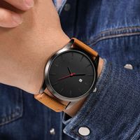 Simple Big Watch Men&#39;s Fashion Matte Belt Quartz Watch Men&#39;s Single Calendar Sports Watch main image 3