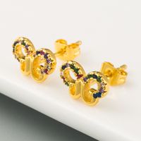 Fashion Color Butterfly Earrings Female Brass Micro-inserted Zircon Earrings Color Retention Electroplating Earrings Wholesale main image 4