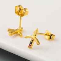 New Creative Cupid Arrow Earrings Micro-set Color Zircon Copper Earrings Golden Earrings  Wholesale Nihaojewelry main image 4