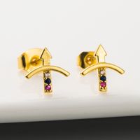 New Creative Cupid Arrow Earrings Micro-set Color Zircon Copper Earrings Golden Earrings  Wholesale Nihaojewelry main image 5