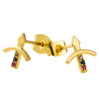 New Creative Cupid Arrow Earrings Micro-set Color Zircon Copper Earrings Golden Earrings  Wholesale Nihaojewelry main image 6