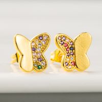 2020 Grenz Überschreitende Neue Kreative Schmetterlings Ohrringe Weibliche Kupfer Überzug 18 Karat Gold Mikro Eingelegter Zirkon Ins Europäische Und Amerikanische Ohrringe main image 4