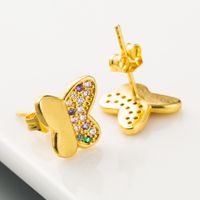 Explosion Models Creative Butterfly Earrings Copper Plated 18k Gold Micro-set Zircon Personality Earrings  Wholesale Nihaojewelry main image 5