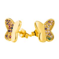 2020 Grenz Überschreitende Neue Kreative Schmetterlings Ohrringe Weibliche Kupfer Überzug 18 Karat Gold Mikro Eingelegter Zirkon Ins Europäische Und Amerikanische Ohrringe main image 6
