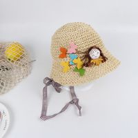 Girls Straw Hat Children Fisherman Hat Baby Breathable Beach Hat Thin Section Boy Sunscreen Sun Hat Sun Hat Summer sku image 1