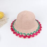 الصيف الأطفال القش قبعة الإناث الطفل قبعة الشمس قبعة الشاطئ كبيرة الطنف القش الشمس قبعة الاطفال في الهواء الطلق sku image 1