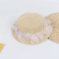 New Fashion Sunscreen Sun Straw Hat Bowknot Children Big Brim Sun Hat sku image 1