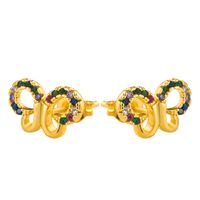 Fashion Color Butterfly Earrings Female Brass Micro-inserted Zircon Earrings Color Retention Electroplating Earrings Wholesale sku image 1