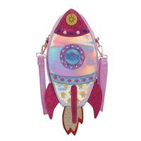 Korean New  Fashion Creative Funny Personality Laser Sequins Spaceship Rocket Modeling Crossbody Bag Wholesale main image 3