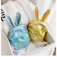 Korean  New Trendy  Cute Cartoon Laser Colorful Girl Cute Funny Rabbit Ears Pu Chain Small Shoulder Bag Mobile Phone Bag Nihaojewelry Wholesale main image 1
