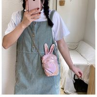 Korean  New Trendy  Cute Cartoon Laser Colorful Girl Cute Funny Rabbit Ears Pu Chain Small Shoulder Bag Mobile Phone Bag Nihaojewelry Wholesale main image 4