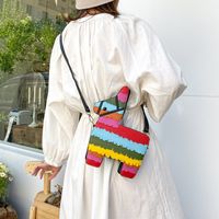 Hot Selling Fashion New Creative Hit Color Cute Cartoon Rainbow Color Stitching Pu Pony Crossbody Bag Shoulder Bag Nihaojewelry Wholesale main image 5