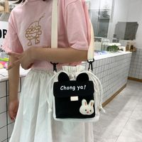 Korean New  Creative Cute Cartoon Funny  Drawstring Bucket Small Shoulder Bag Girl Cute Color Small Bag Wholesale main image 5