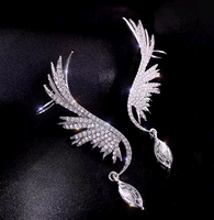 925 Silver Post  Korean Fashion Sweet Flash Diamond Angel Wing Personality Stud Earrings Wholesale Nihaojewelry main image 1