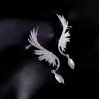 925 Silver Post  Korean Fashion Sweet Flash Diamond Angel Wing Personality Stud Earrings Wholesale Nihaojewelry sku image 1