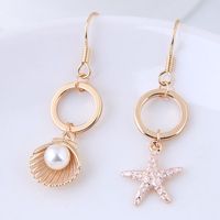 Boutique Korean Fashion Sweet Sea Shell Starfish Wild Asymmetric Personality Temperament Earrings Wholesale Nihaojewelry sku image 1