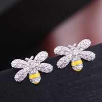 Exquisite Korean Fashion Women’s Earrings Copper Micro Inlay Zircon Bee Temperament Earrings Wholesale Nihaojewelry sku image 1