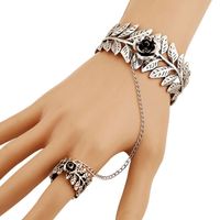 Fashion Retro Simple Rose Flower Leaf Open Chain Ring Bracelet Wholesale Nihaojewelry main image 2