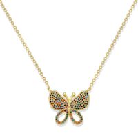 Korean Fashion  Copper Inlaid Zirconium Butterfly Simple Creative Fashion Full Diamond Luxury Copper Necklace Wholesale main image 3