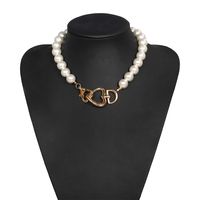 Heart Pearl Suit Fashion Fashion Red Street Shot Double Heart Pearl Bracelet Necklace Wholesale Nihaojewelry main image 4