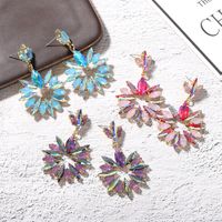 Hot Sale Flower Color Diamond Earrings Fresh Design Street Shooting Fashion Luxury Earrings Wholesale Nihaojewelry main image 6