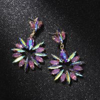 Hot Sale Flower Color Diamond Earrings Fresh Design Street Shooting Fashion Luxury Earrings Wholesale Nihaojewelry main image 5