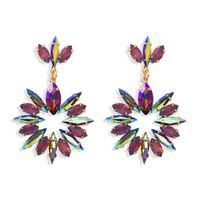 Hot Sale Flower Color Diamond Earrings Fresh Design Street Shooting Fashion Luxury Earrings Wholesale Nihaojewelry main image 3