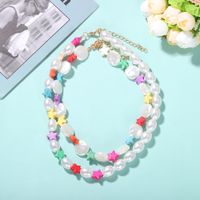 Hot-selling Double-layer Pearl Star Necklace Fashion Small Fresh Multi-purpose Pearl Starfish Necklace Wholesale Nihaojewelry main image 4