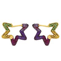Fashion Niche Earrings Personality Star Earrings Girls Color Zircon Earrings Set Wholesale Nihaojewelry main image 3