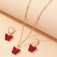 Explosive Accessories Multicolor Butterfly Necklace Earring Set Temperament Small Butterfly Jewelry Wholesale Nihaojewelry main image 1