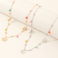 Fashion Jewelry Wild Cute Color Rice Beads Pendant Fashion Metal Small Butterfly Necklace Wholesale Nihaojewelry main image 3