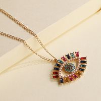 Fashion Style Accessories Micro-diamond Demon Eye Pendant Necklace Short Sweater Chain Wholesale Nihaojewelry main image 1