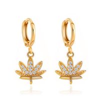 New Style Earrings Personalities Inlaid Diamond Tree Leaf Earrings Temperament Short Paragraph Maple Leaf Earrings Wholesale Nihaojewelry main image 1