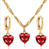 New Suit Jewelry Classic Crystal Zircon Love Necklace Earring Ladies Temperament Wild Jewelry Wholesale Nihaojewelry main image 2