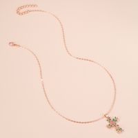 New Necklace Temperament Diamond Clavicle Chain Christian Flower Cross Necklace Clavicle Chain Wholesale Nihaojewelry main image 5