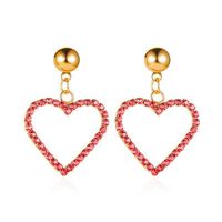 New Style Love Earrings Sweet Heart-shaped Hollow Earrings Girl Heart Diamond Peach Heart Earrings Wholesale Nihaojewelry main image 1