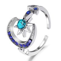 New Ring Personality Fashion Star Moon Opening Index Finger Ring Bright Blue Star Ring Wholesale Nihaojewelry main image 1
