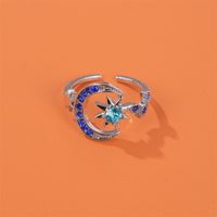 New Ring Personality Fashion Star Moon Opening Index Finger Ring Bright Blue Star Ring Wholesale Nihaojewelry main image 4