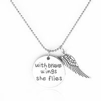 Explosion Necklace Sweater Chain New Fashion English Lettering Wings Pendant Necklace Accessories Wholesale Nihaojewelry main image 1