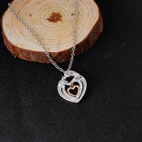 Explosion Necklace Clavicle Chain Fashion Trend Mother's Day Gift Belt Diamond Double Heart Pendant Necklace Wholesale Nihaojewelry main image 3