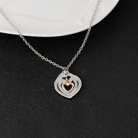 Explosion Necklace Clavicle Chain Fashion Trend Mother's Day Gift Belt Diamond Double Heart Pendant Necklace Wholesale Nihaojewelry main image 4