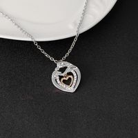 Explosion Necklace Clavicle Chain Fashion Trend Mother's Day Gift Belt Diamond Double Heart Pendant Necklace Wholesale Nihaojewelry main image 5