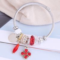 Fashion Metal Wild Pan Dl Simple And Wild Shine Four-leaf Clover Pendant Multi-element Accessories Personalized Bracelet Wholesale Nihaojewelry sku image 2