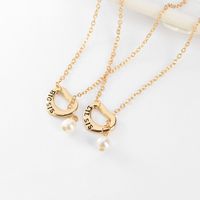 Explosion Necklace Clavicle Chain  Liltte Big Sister Good Sister Hollow Love Pearl Necklace Wholesale Nihaojewelry main image 4