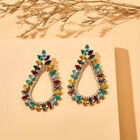 Spring And Summer New Drop-shaped Alloy Diamond-set Rhinestone Full Diamond Earrings Personality Fashion Earrings Wholesale Nihaojewelry main image 2