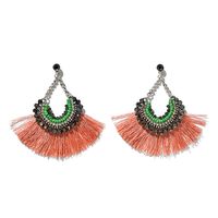 New Earrings Colorful Rhinestone Gems Wild Bohemian Fan-shaped Tassel Earrings Wholesale Nihaojewelry main image 5