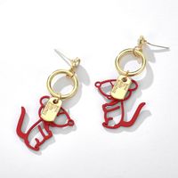 كوريا الجنوبية جديد مجوهرات لطيف البرية زودياك الجرذ أقراط الإبداعية شريط الماس الأقراط الجملة Nihaojewelry main image 6