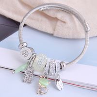 Fashion Metal Wild Pan Dl Simple And Wild Shine Cat Pendant Multi-element Accessories Personalized Bracelet Wholesale Nihaojewelry main image 3