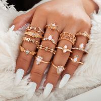 New Diamond-set Ring 14 Piece Set Ring Bracelet Six-pointed Star Joint Ring Drop Ring Wholesale Nihaojewelry main image 3