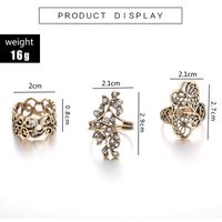 Fashion Jewelry Inlaid Diamond Leaf Alloy Japan And South Korea Personality Hollow Out Love Ring Four-piece Suit Wholesale Nihaojewelry main image 5